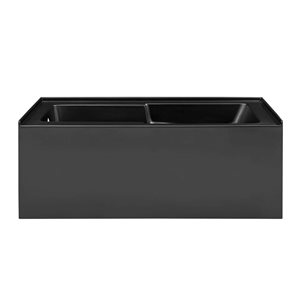 Swiss Madison Lausanne 60 W x 30-in L Matte Black Acrylic Alcove Skirted Left Drain Bathtub w/ Integrated Armrest