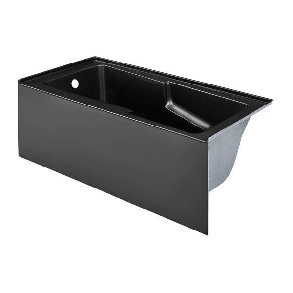 Swiss Madison Lausanne 60 W x 30-in L Matte Black Acrylic Alcove Skirted Left Drain Bathtub w/ Integrated Armrest