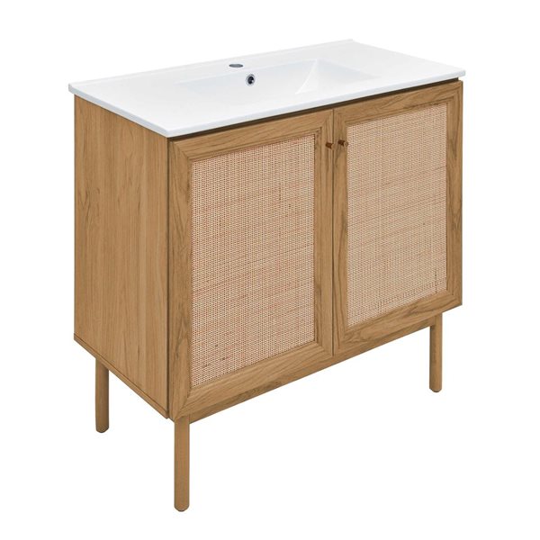 Swiss Madison Chaux 36-in W Golden Oak Freestanding Bathroom Vanity w/ Single Sink Top