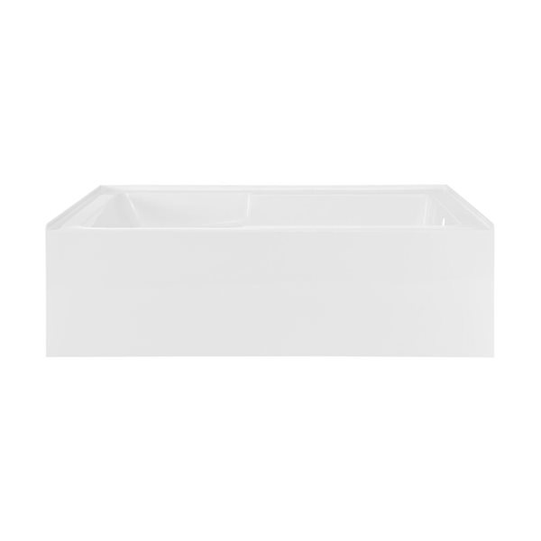 Swiss Madison Lausanne 72 W x 36-in L Glossy White Acrylic Alcove Skirted Right Drain Bathtub w/ Integrated Armrest