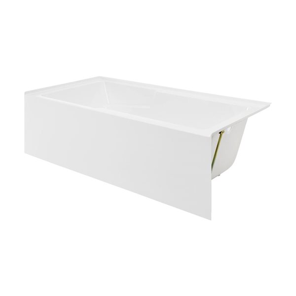 Swiss Madison Lausanne 72 W x 36-in L Glossy White Acrylic Alcove Skirted Right Drain Bathtub w/ Integrated Armrest