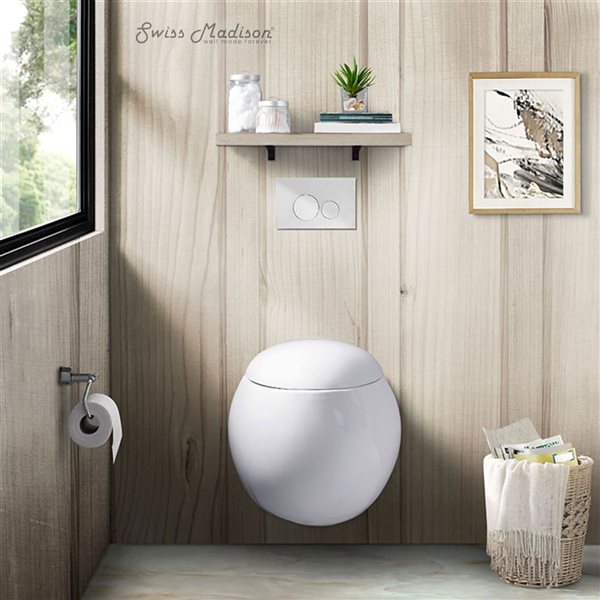 Swiss Madison Nantes White Dual Elongated 16-in H Toilet Bowl