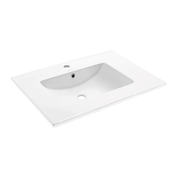 Swiss Madison Lorraine 36-in W Glossy White Ceramic Single Hole Vanity Sink Top