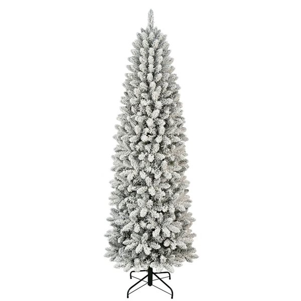 Puleo 7.5-ft Prelit Slim White Frosted Birmingham Fir Artificial Christmas Tree w/ 350 LEDs