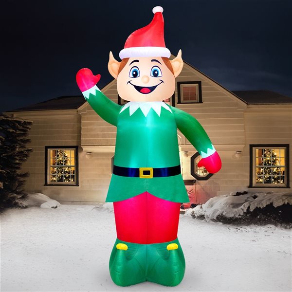 Occasions 9.4 L x 20-ft H LED Lighted Christmas Inflatable - Giant Waving Elf