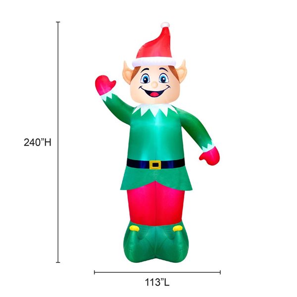 Occasions 9.4 L x 20-ft H LED Lighted Christmas Inflatable - Giant Waving Elf