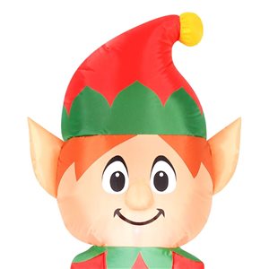 Occasions 2.5 L x 5-ft H LED Lighted Christmas Inflatable - Elf on Ornament