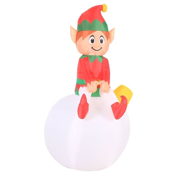 Occasions 2.5 L x 5-ft H LED Lighted Christmas Inflatable - Elf on Ornament