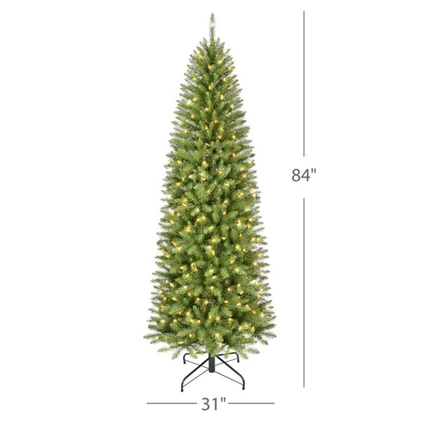 Arbre de Noël artificiel illuminé de Puleo 7 pi h. épinette Keyport étroit avec 300 DEL