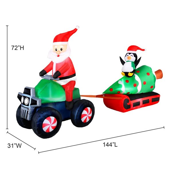 Train Du Père Noël Gonflable Lumineux (8 Pieds) Sur Roues Avec Bonbons – Neuf