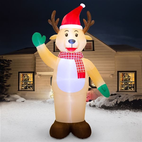 Occasions 11.5 L x 20-ft H LED Lighted Christmas Inflatable - Giant Waving Reindeer