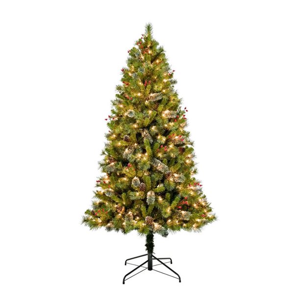 Puleo 7-ft Prelit Mountain Pine Artificial Christmas Tree w/ 300 LEDs