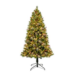 Puleo 7-ft Prelit Mountain Pine Artificial Christmas Tree w/ 300 LEDs