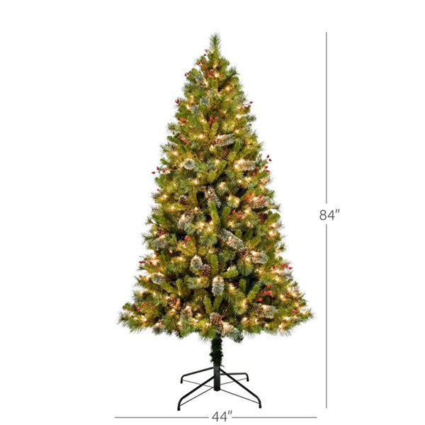 Puleo 7-ft Prelit Mountain Pine Artificial Christmas Tree w/ 300 LEDs