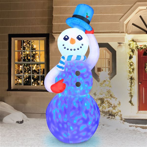 Occasions 3 L x 7-ft H Christmas Inflatable - Snowman with Tipping Hat and Swirling Lights