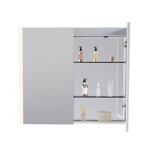 Armoire à pharmacie STELLA d'Ecoway 32 h. x 30 po l. murale antibuée à haut-parleur Bluetooth et chargeur USB