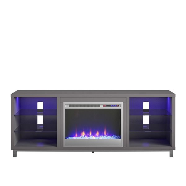 Ameriwood Home Lumina Graphite Grey Engineered Wood Fireplace TV Stand - For TVs up to 70-in