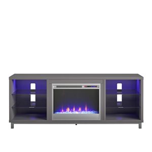 Ameriwood Home Lumina Graphite Grey Engineered Wood Fireplace TV Stand - For TVs up to 70-in