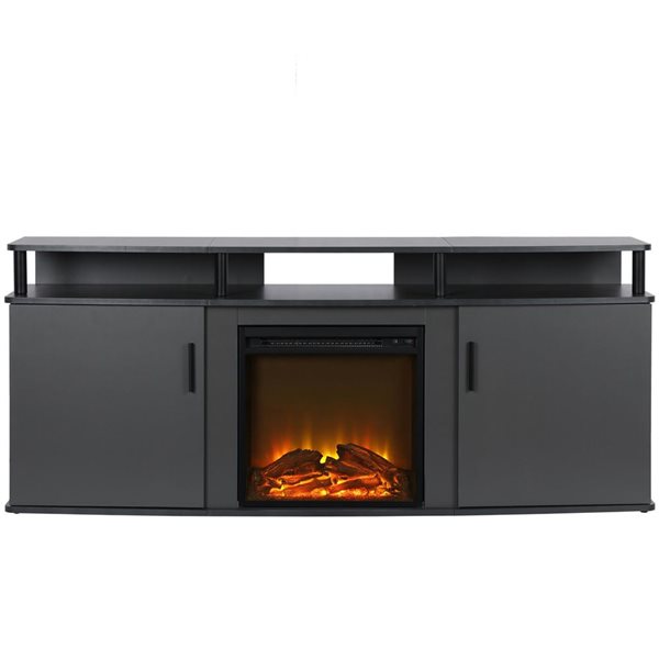 Ameriwood Home Carson Grey Engineered Wood Electric Fireplace TV Console - For TVs Up to 70-in