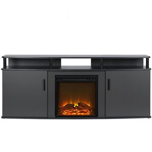 Ameriwood Home Carson Grey Engineered Wood Electric Fireplace TV Console - For TVs Up to 70-in