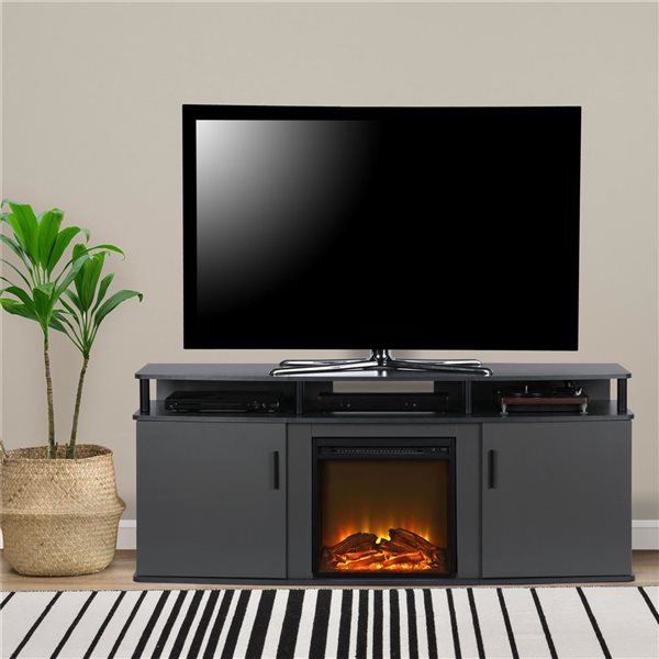 Ameriwood Home Carson Grey Engineered Wood Electric Fireplace TV Console - For TVs Up to 70-in