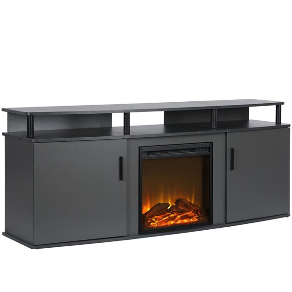 Ameriwood Home Carson Grey Engineered Wood Electric Fireplace TV Console - For TVs Up to 70-in