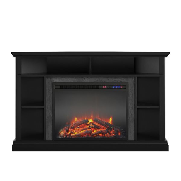 Ameriwood Home Overland Black Electric Corner Fireplace TV Stand - For TVs Up to 50-in