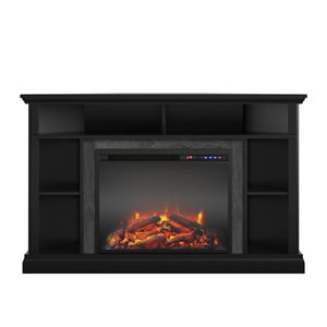 Ameriwood Home Overland Black Electric Corner Fireplace TV Stand - For TVs Up to 50-in