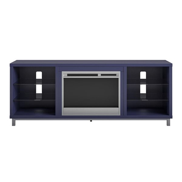 Ameriwood Home Lumina Navy Engineered Wood Deluxe Fireplace TV Stand - For TVs up to 70-in