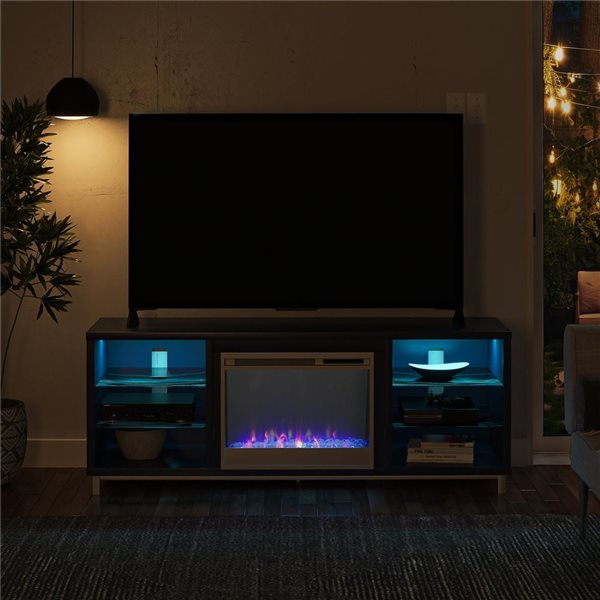 Ameriwood Home Lumina Navy Engineered Wood Deluxe Fireplace TV Stand - For TVs up to 70-in