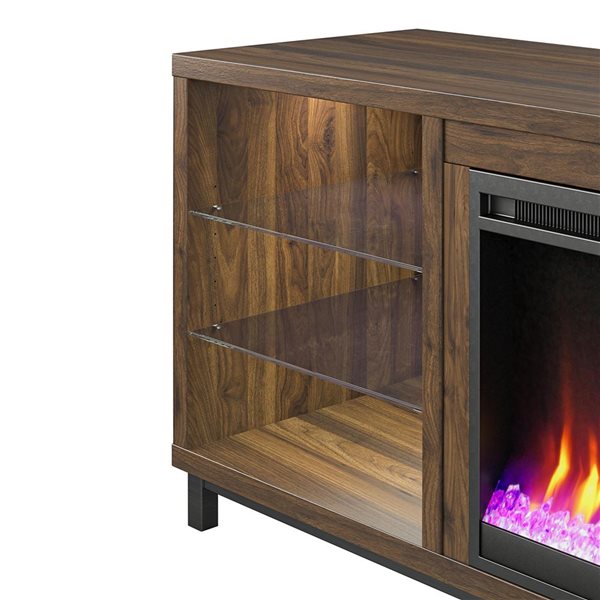 Ameriwood Home Lumina Walnut Engineered Wood Deluxe Fireplace TV Stand - For TVs up to 70-in