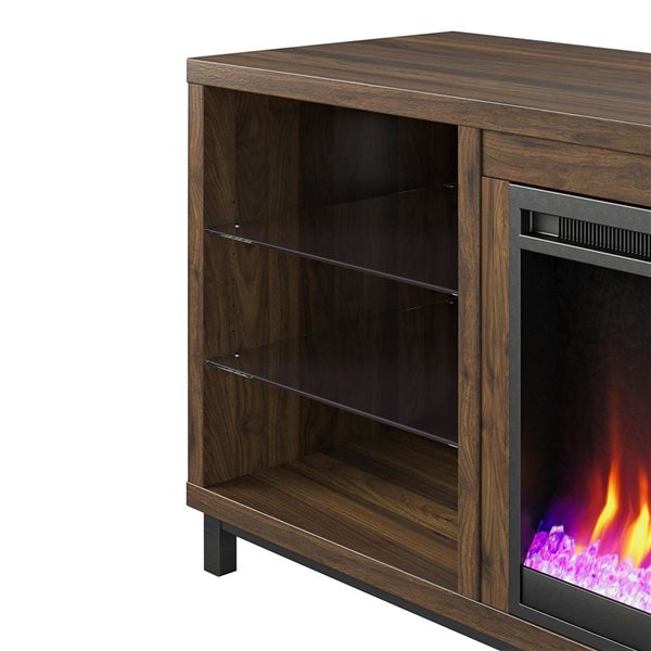 Ameriwood Home Lumina Walnut Engineered Wood Deluxe Fireplace TV Stand - For TVs up to 70-in