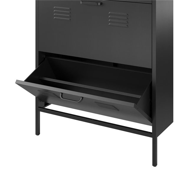 Ameriwood Home Mission District 3-Door Locker-Style Black Metal Shoe Cabinet