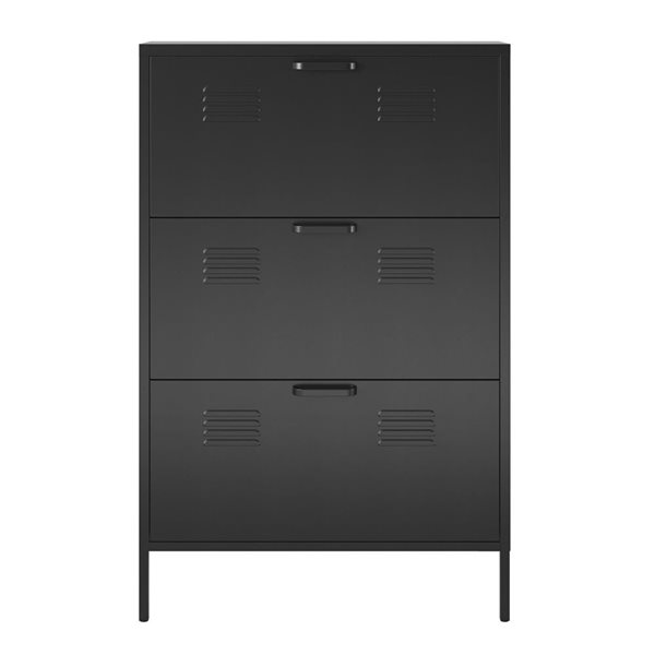 Ameriwood Home Mission District 3-Door Locker-Style Black Metal Shoe Cabinet