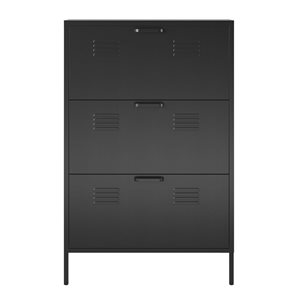 Ameriwood Home Mission District 3-Door Locker-Style Black Metal Shoe Cabinet