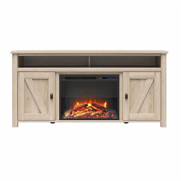 Ameriwood Home Farmington Light Oak Electric Fireplace TV Console - For TVs up to 60-in