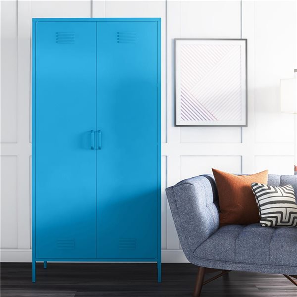 Novogratz Cache 35.4 W x 72.8-in H Bright Blue Metal 2-Door Locker