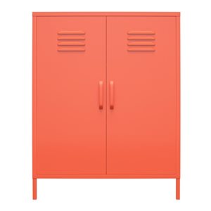 Novogratz Cache 31.5 W x 39.6-in H Orange Metal 2-Door Locker-Style Storage Cabinet