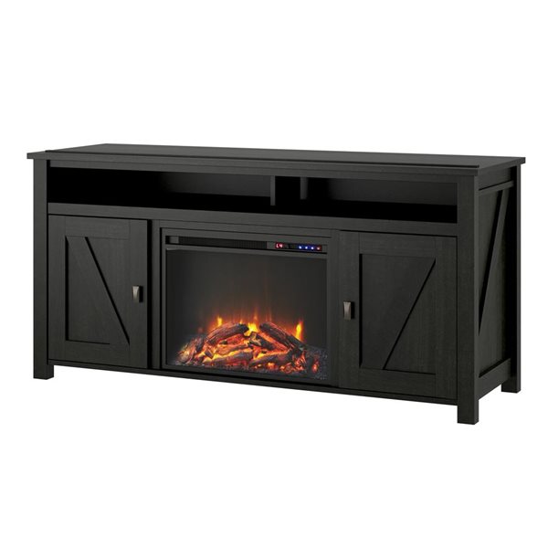 Ameriwood Home Farmington Black Oak Electric Fireplace TV Console - For TVs up to 60-in