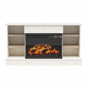 Ameriwood Home Oslo Plaster and Blonde Oak Electric Fireplace TV Console - For TVs up to 65-in