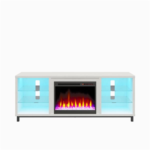 Ameriwood Home Lumina White Plaster Engineered Wood Deluxe Fireplace TV Stand - For TVs up to 70-in