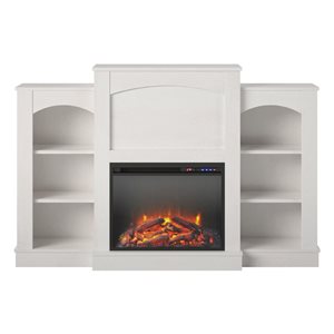 Ameriwood Home Hawke's Bay Ivory Oak Electric Fireplace Mantel with Bookshelves