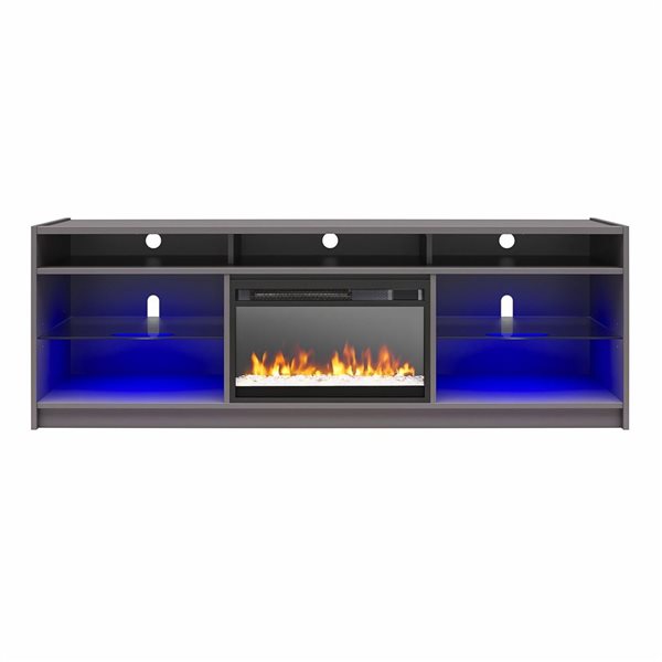 Ameriwood Home Luna Graphite Grey Electric Fireplace TV Stand w/ LED Lights - For TVs up to 75-in