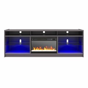 Ameriwood Home Luna Graphite Grey Electric Fireplace TV Stand w/ LED Lights - For TVs up to 75-in