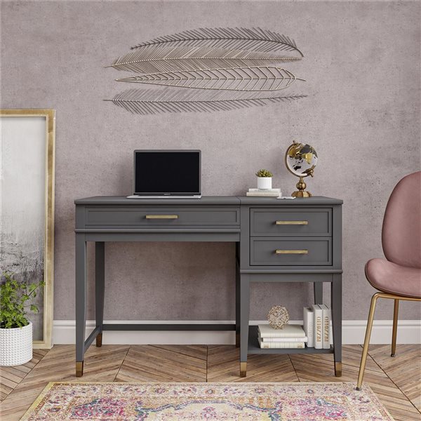 CosmoLiving by Cosmopolitan Westerleigh 30.1 H x 45.7 W x 19.7-in D Graphite Grey MDF/Wood Lift-Top Computer Desk