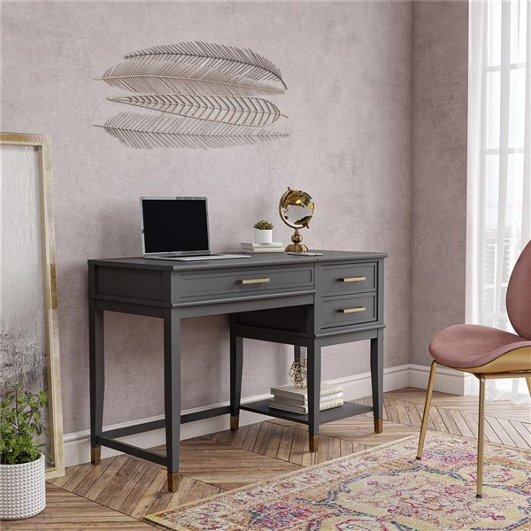 CosmoLiving by Cosmopolitan Westerleigh 30.1 H x 45.7 W x 19.7-in D Graphite Grey MDF/Wood Lift-Top Computer Desk