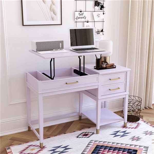 CosmoLiving by Cosmopolitan Westerleigh 30.1 H x 45.7 W x 19.7-in D Lavender MDF/Wood Lift-Top Computer Desk