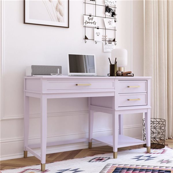 CosmoLiving by Cosmopolitan Westerleigh 30.1 H x 45.7 W x 19.7-in D Lavender MDF/Wood Lift-Top Computer Desk