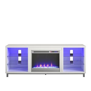 Ameriwood Home Lumina White Engineered Wood Fireplace TV Stand - For TVs up to 70-in