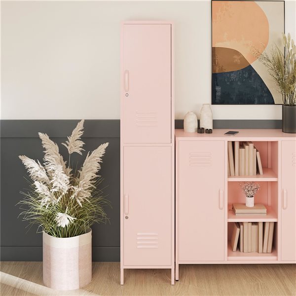 Systembuild Evolution Mission District Metal Pale Pink 2-Door Locker-Style Cabinet